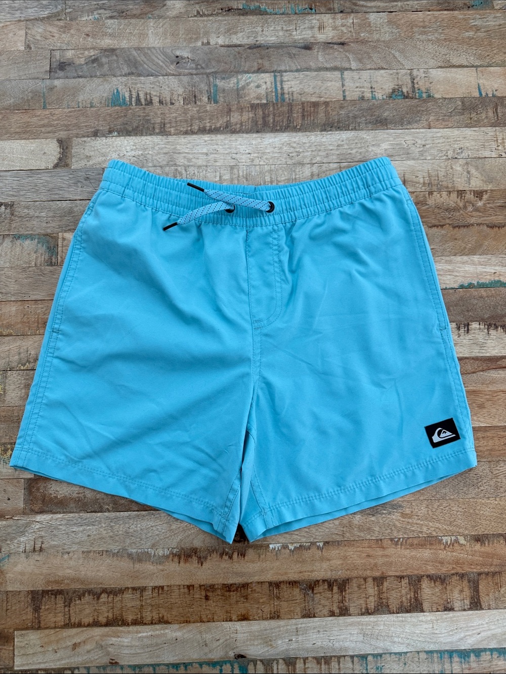 Quiksilver Aqua Blue Elastic Waist Swim Trunks